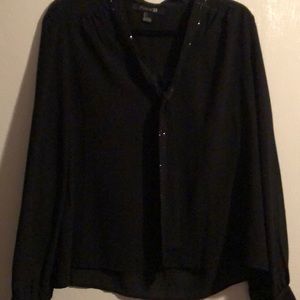 Black Sheer Long Sleeve Top